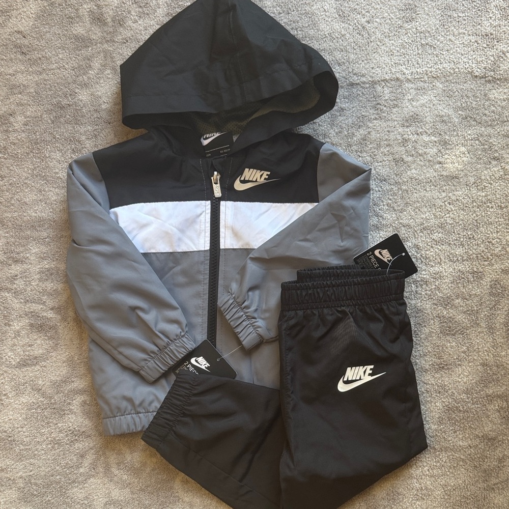 Nike Kids' Black and Gray Hooded Tracksuit
